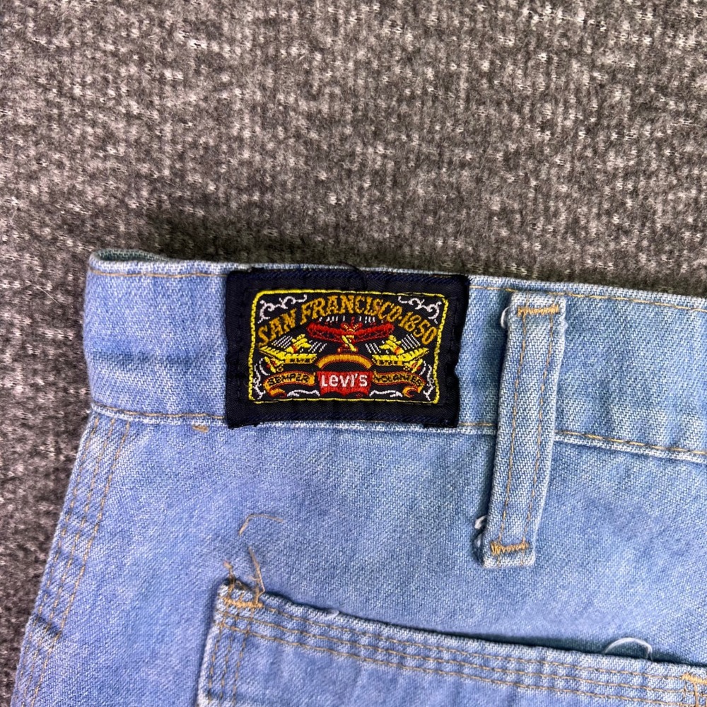 VTG 70s Levis 4406-0811 Denim Shorts Men 34 Light Blue Orange Tab Talon 42 Retro - Picture 10 of 13